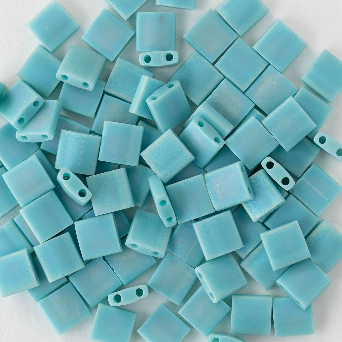 5mm Tila Beads - Opaque Aqua Luster Matte - 5 or 10 grams