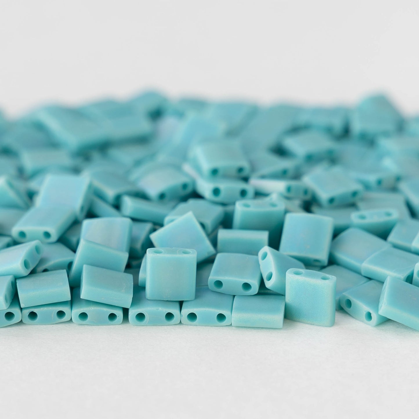 5mm Tila Beads - Opaque Aqua Luster Matte - 5 or 10 grams
