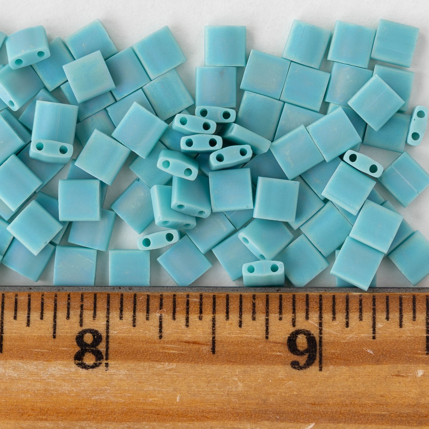 5mm Tila Beads - Opaque Aqua Luster Matte - 5 or 10 grams