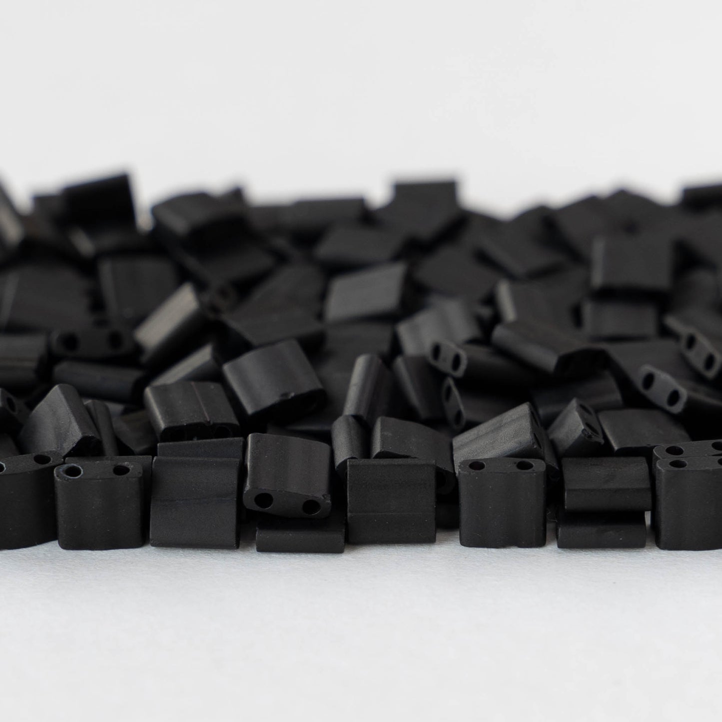 5mm Tila Beads - Opaque Black Matte - 5 or 10 grams