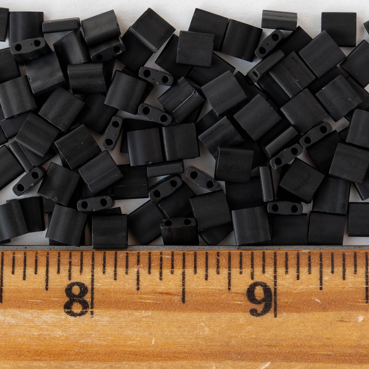 5mm Tila Beads - Opaque Black Matte - 5 or 10 grams