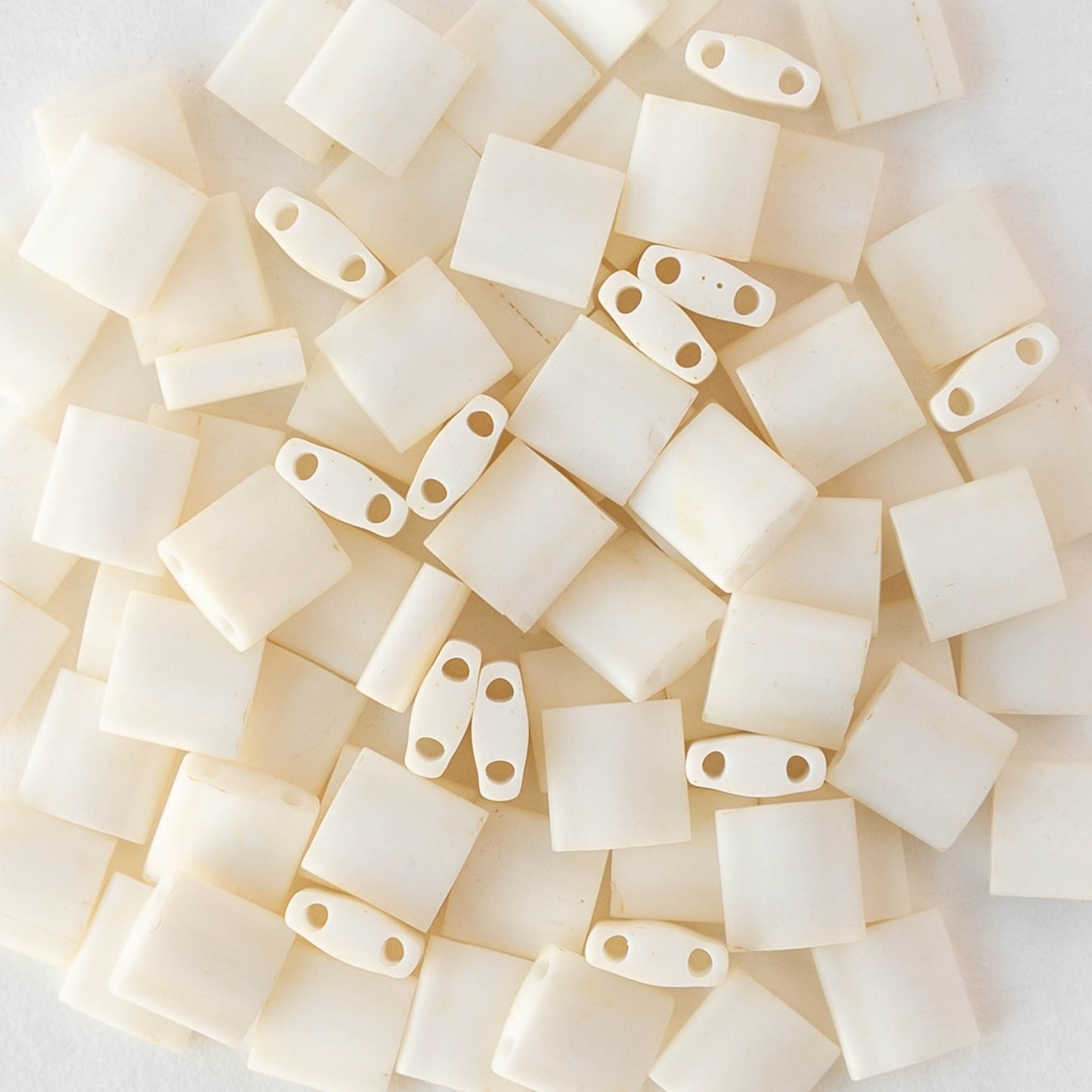 5mm Tila Beads - Opaque Cream Matte - 5 or 10 grams