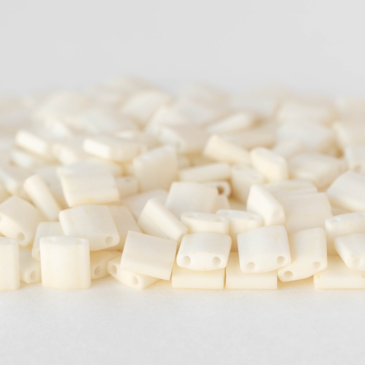 5mm Tila Beads - Opaque Cream Matte - 5 or 10 grams