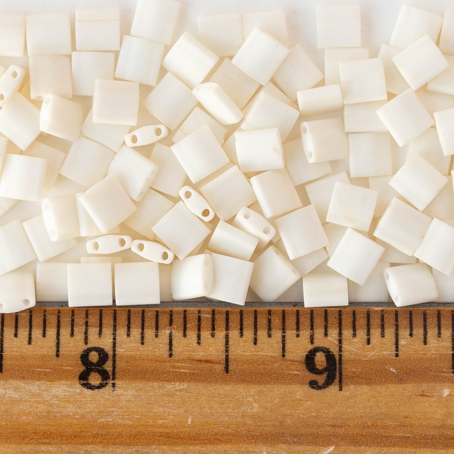 5mm Tila Beads - Opaque Cream Matte - 5 or 10 grams