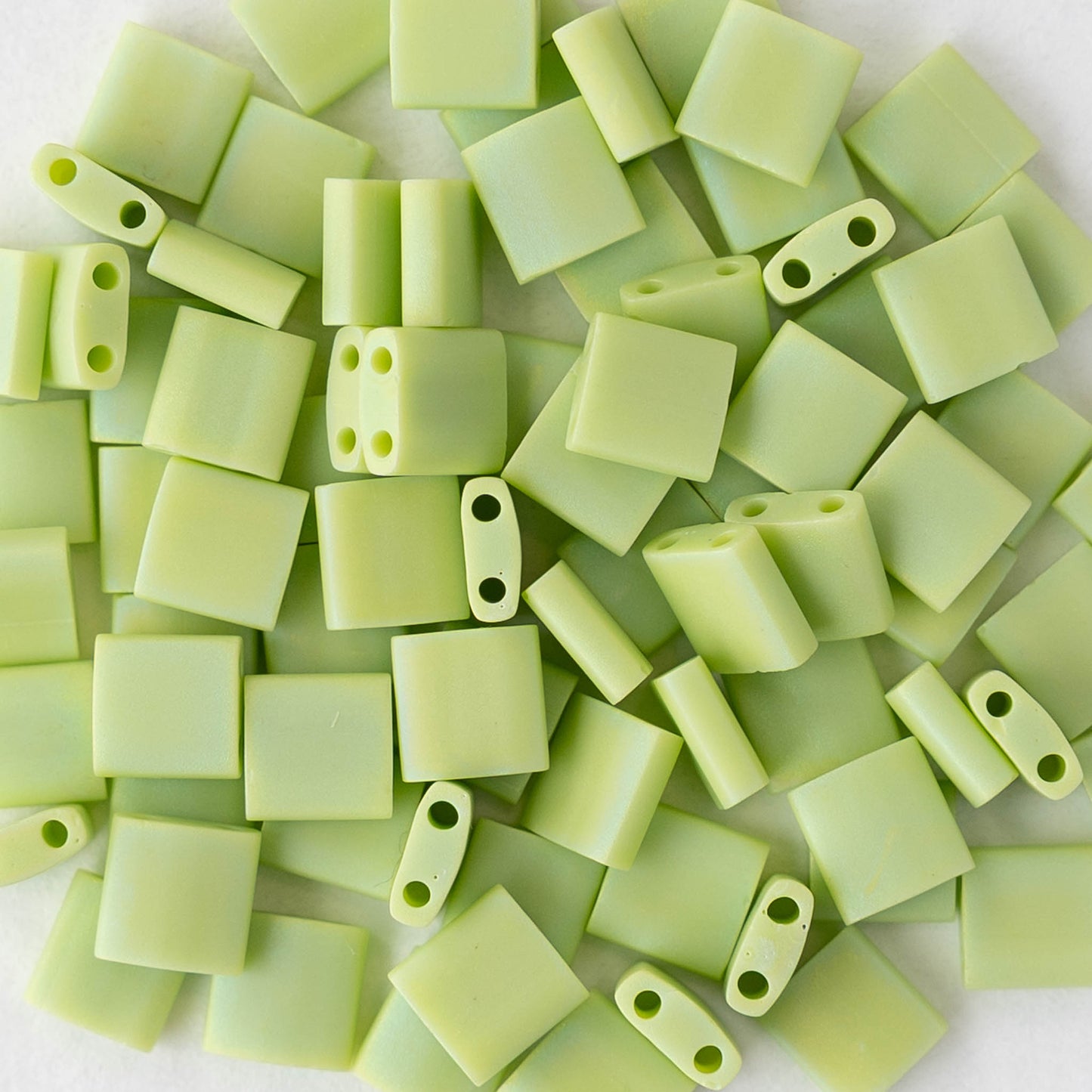 5mm Tila Beads - Opaque Light Green AB Matte - 5 or 10 grams