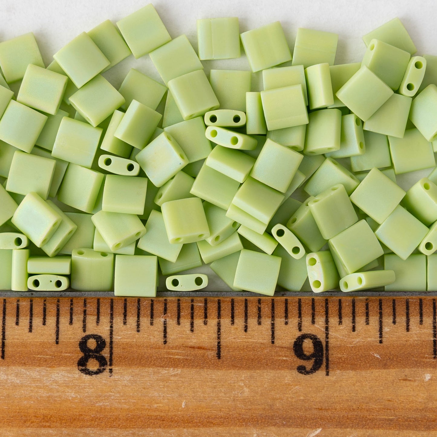 5mm Tila Beads - Opaque Light Green AB Matte - 5 or 10 grams