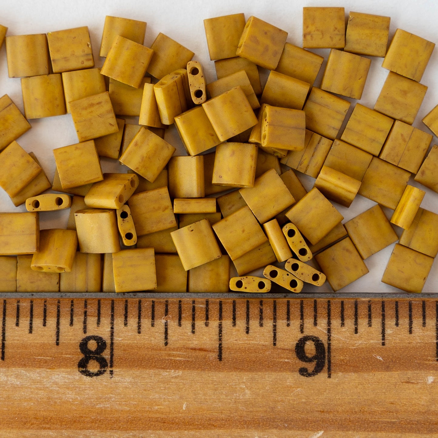 5mm Tila Beads - Opaque Mustard - 5 or 10 grams