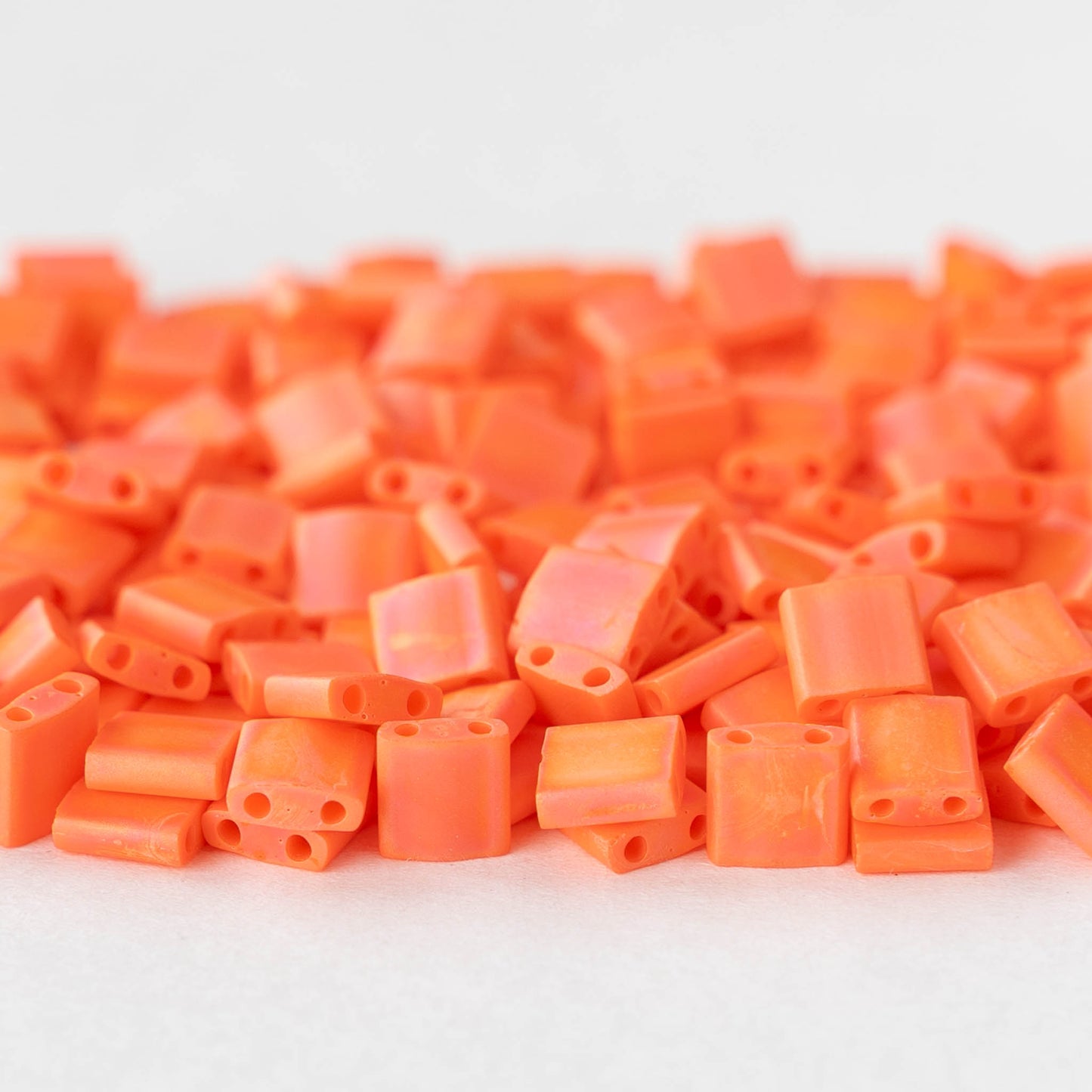 5mm Tila Beads - Opaque Orange AB Matte - 5 or 10 grams