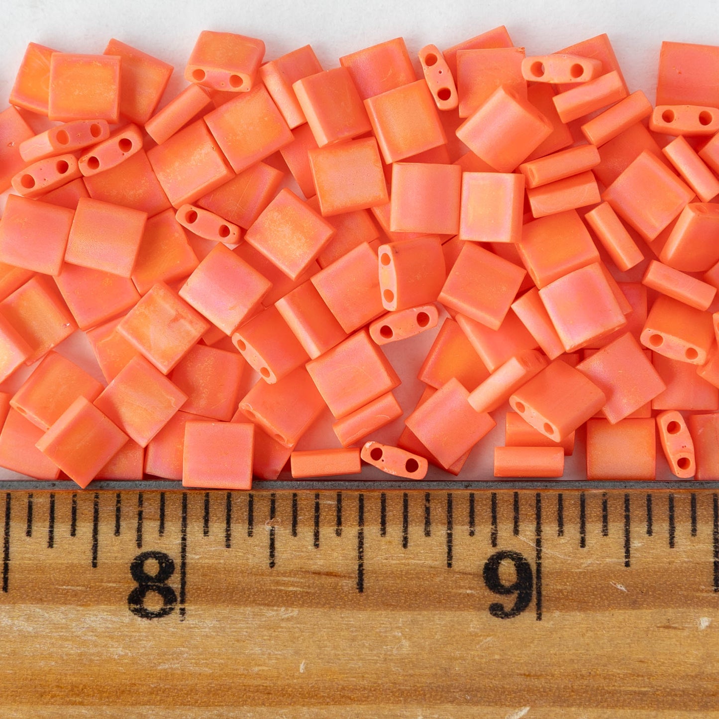 5mm Tila Beads - Opaque Orange AB Matte - 5 or 10 grams