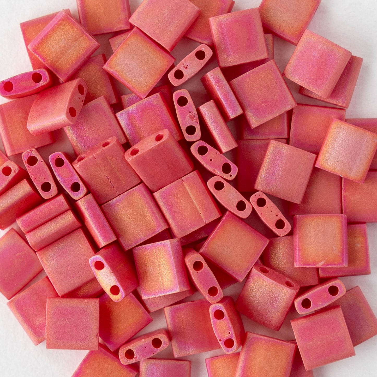 5mm Tila Beads - Opaque Red AB Matte - 5 or 10 grams