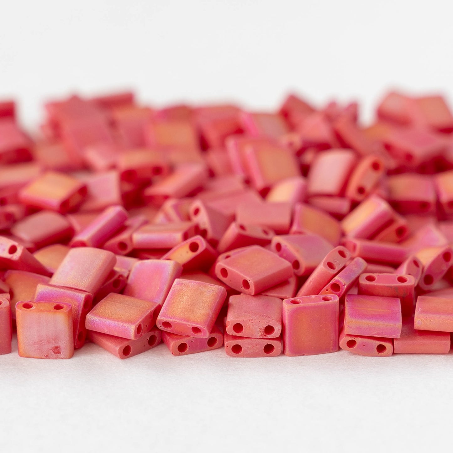 5mm Tila Beads - Opaque Red AB Matte - 5 or 10 grams