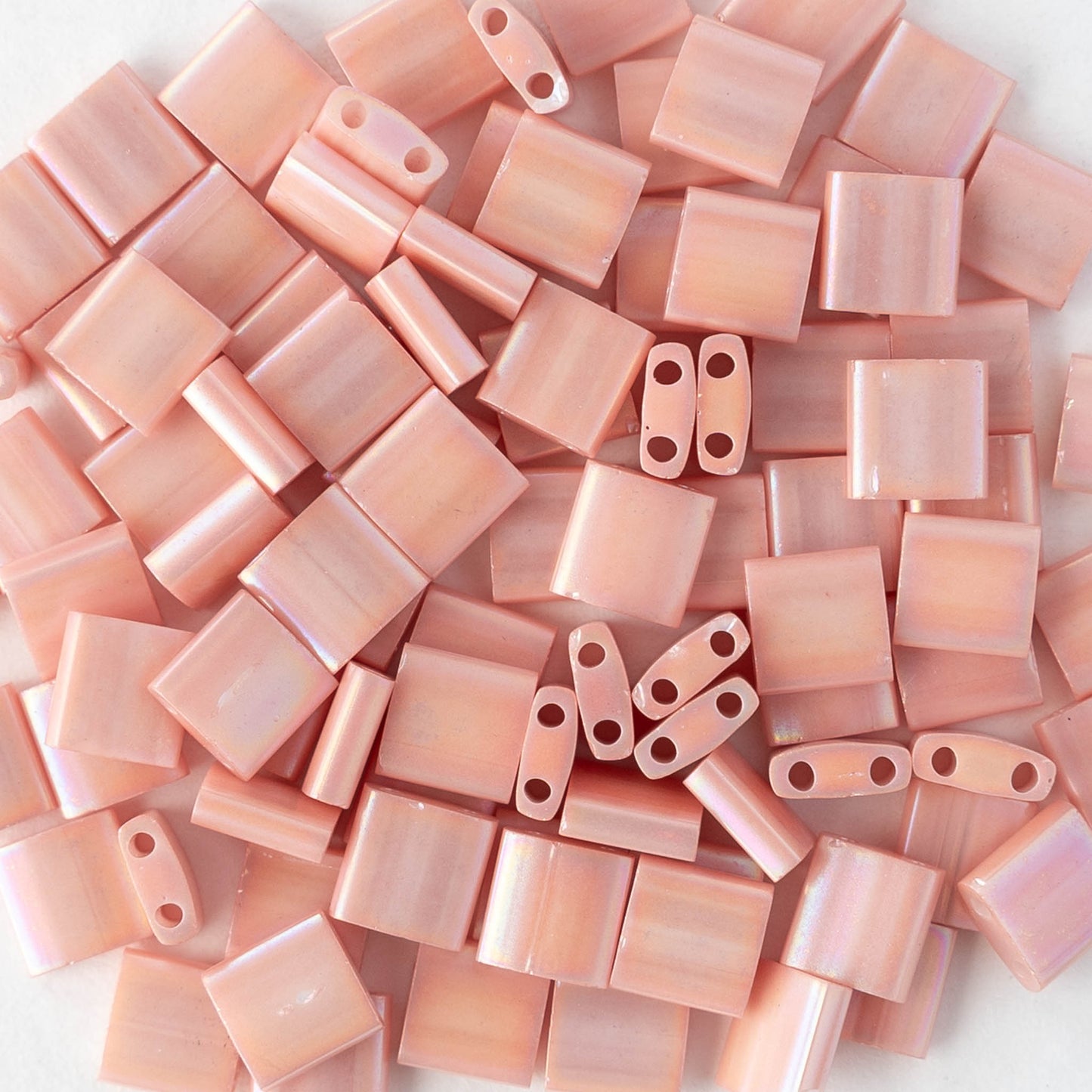 5mm Tila Beads - Opaque Salmon Luster - 5 or 10 grams