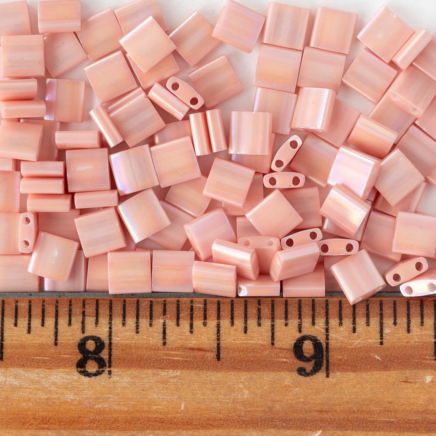 5mm Tila Beads - Opaque Salmon Luster - 5 or 10 grams