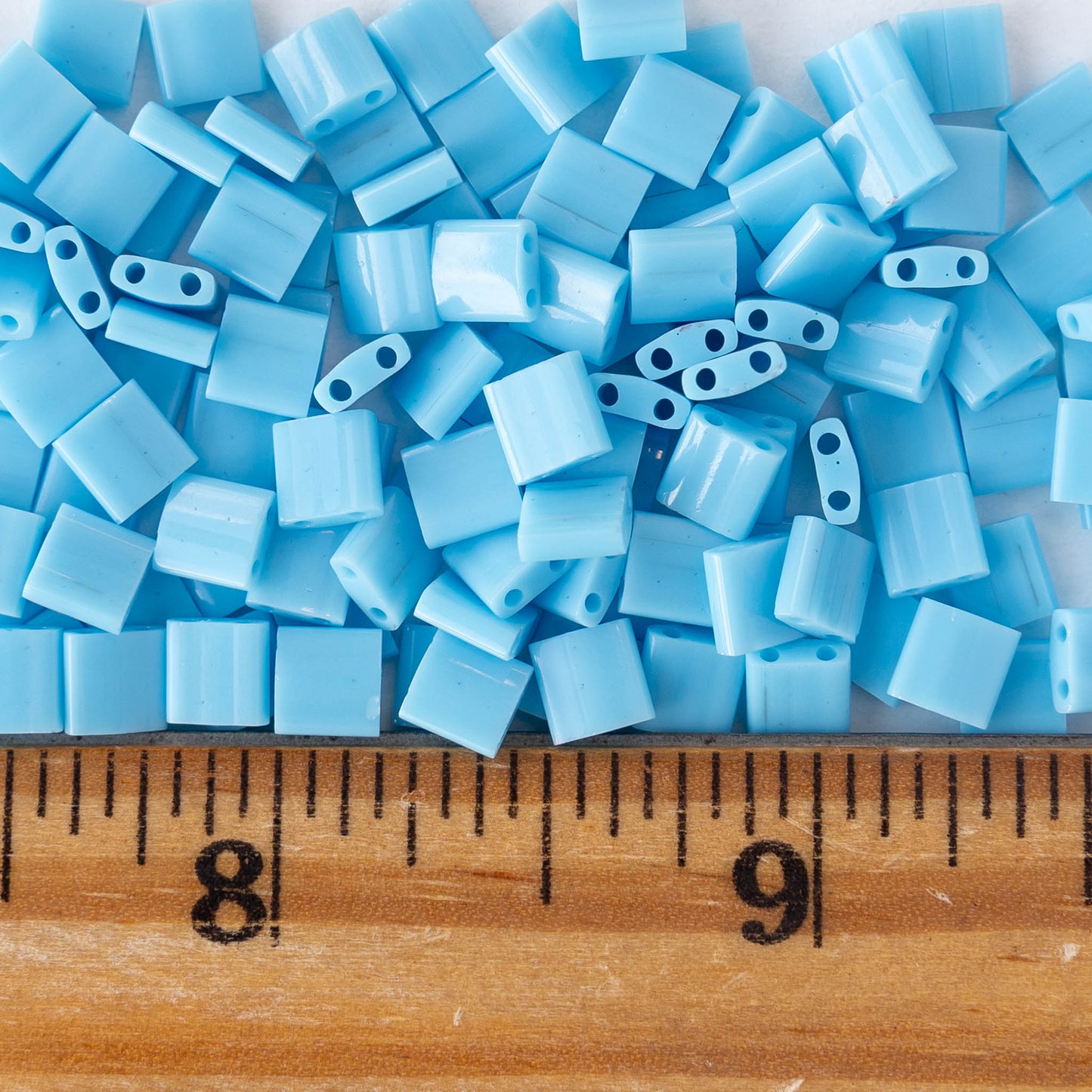 5mm Tila Beads - Opaque Aqua Blue - 5 or 10 grams