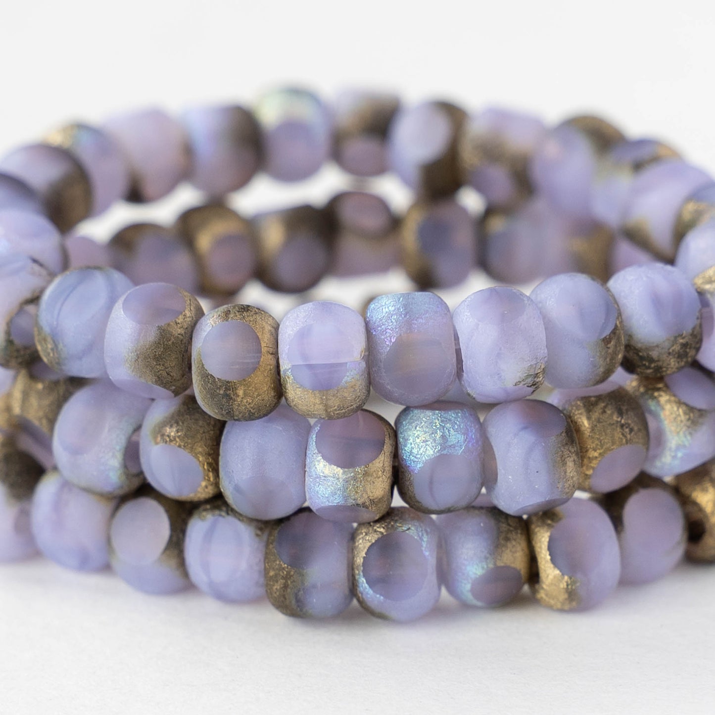 5mm Side Cut Round Beads - Lavender Gold AB - 10 or 20 beads