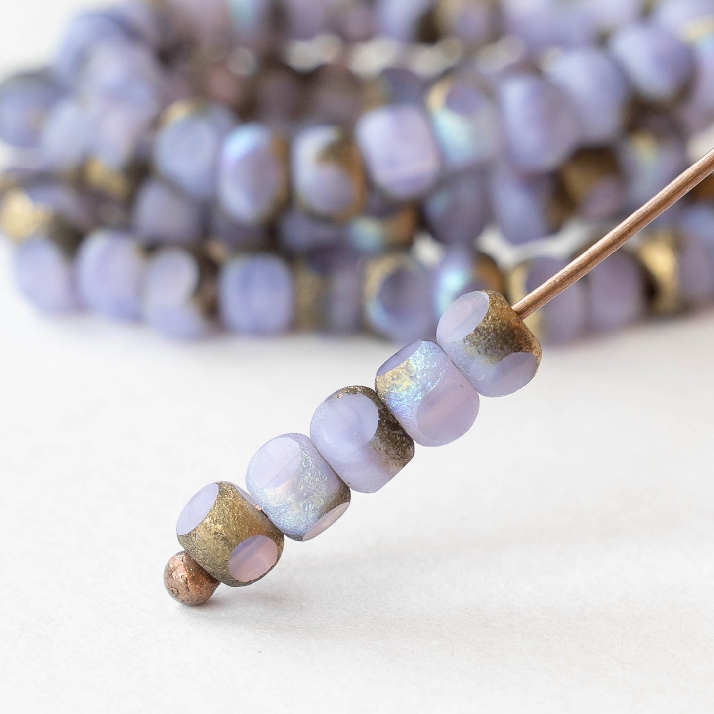 5mm Side Cut Round Beads - Lavender Gold AB - 10 or 20 beads
