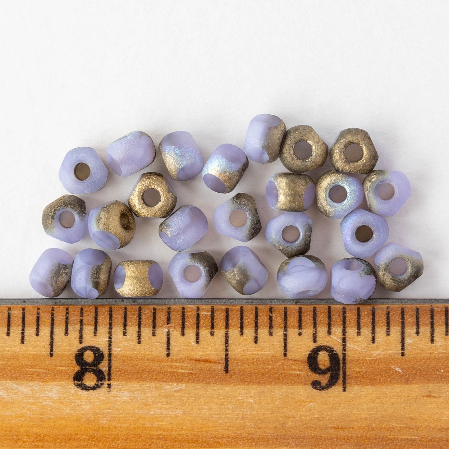5mm Side Cut Round Beads - Lavender Gold AB - 10 or 20 beads