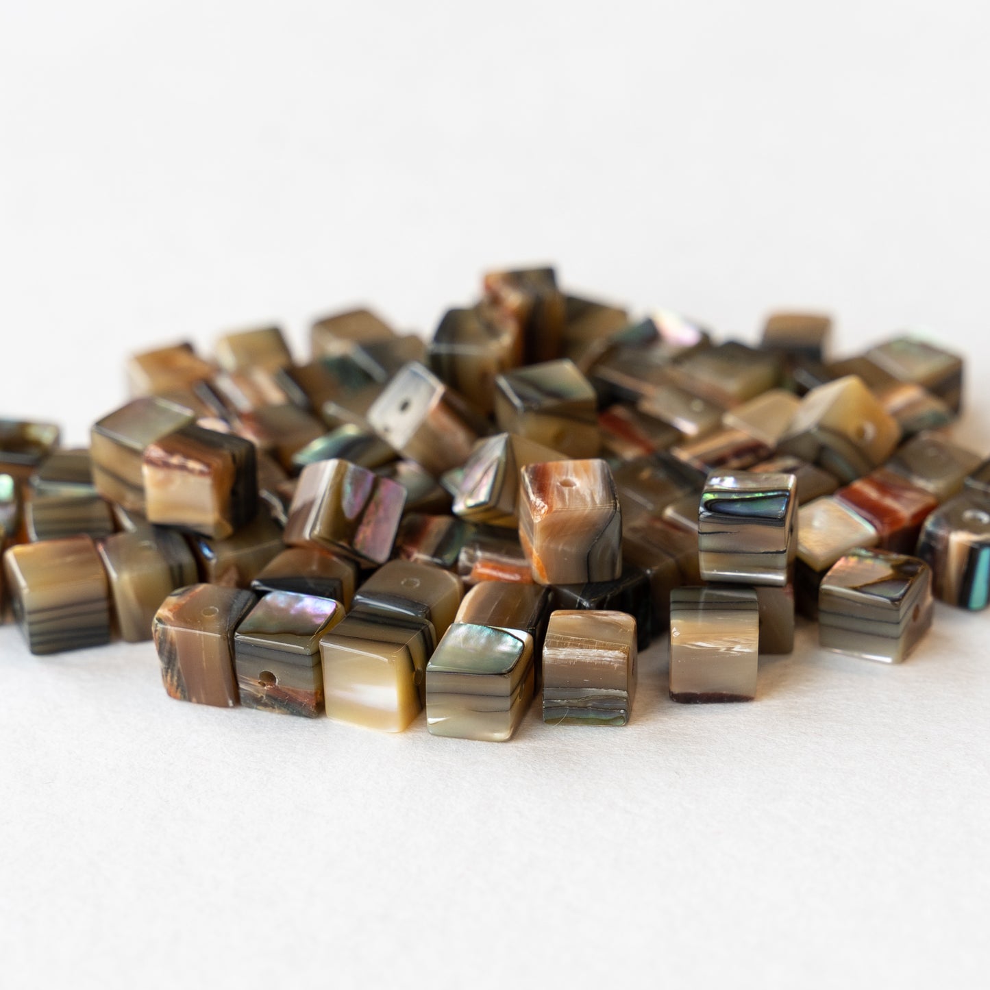 5mm Abalone Cube Beads - Half or Whole Strand