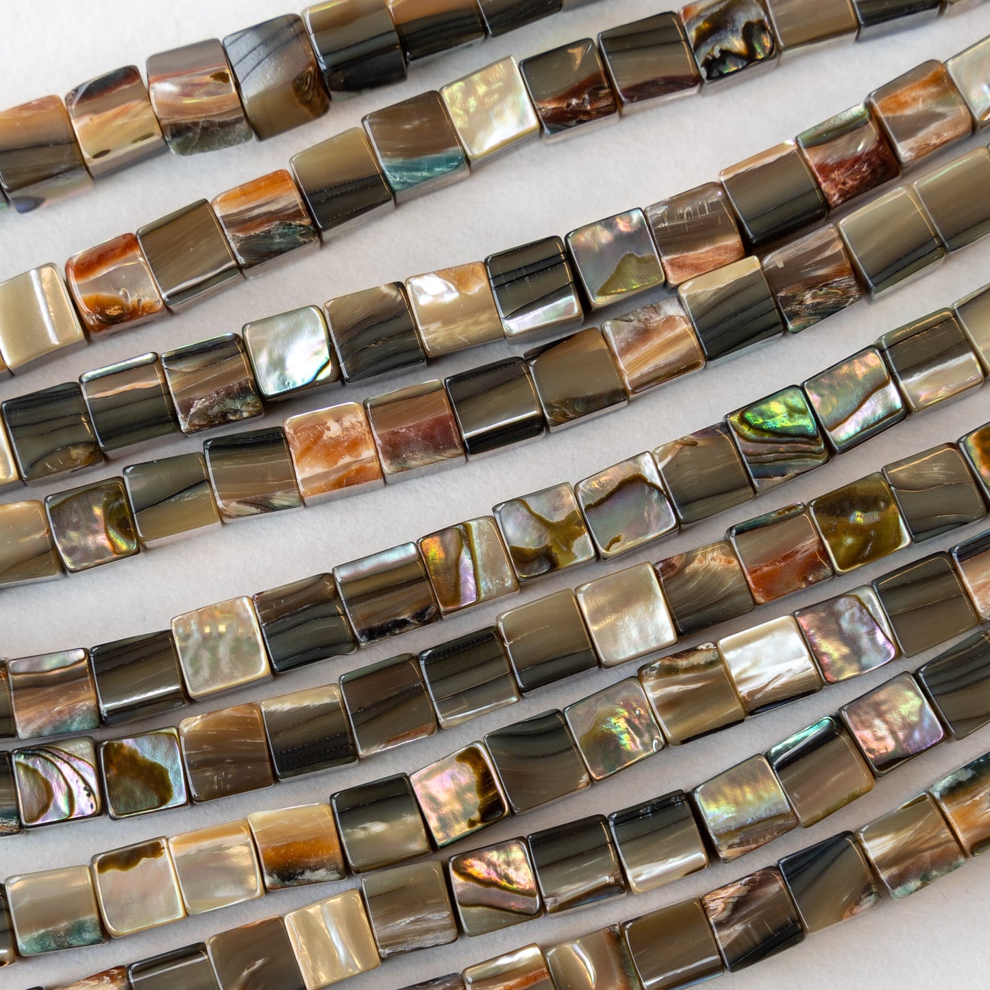 5mm Abalone Cube Beads - 8 inches