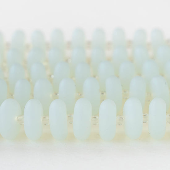 5x12mm Frosted Glass Rondelle - Moonstone Opaline - 28 Beads