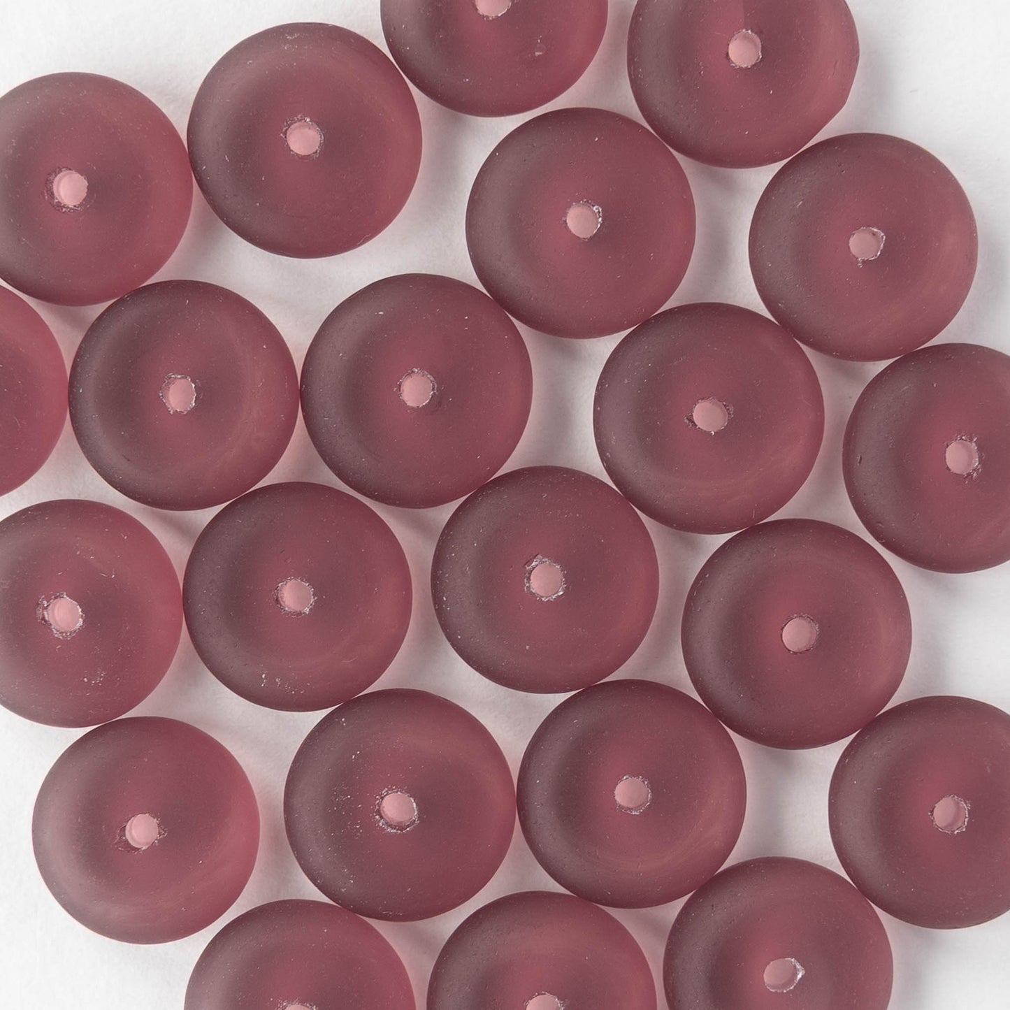 5x12mm Frosted Glass Rondelle - Amethyst Matte - 28 Beads