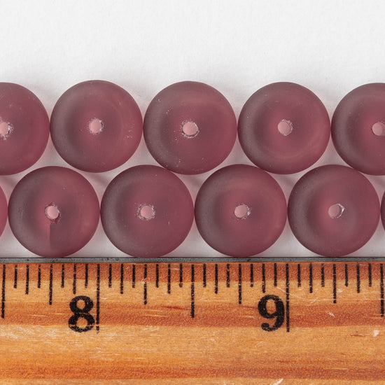 5x12mm Frosted Glass Rondelle - Amethyst Matte - 28 Beads