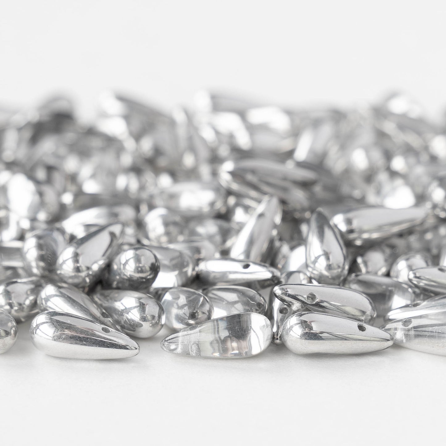 5x12mm Glass Teardrop Beads - Crystal Labrador - 30 beads