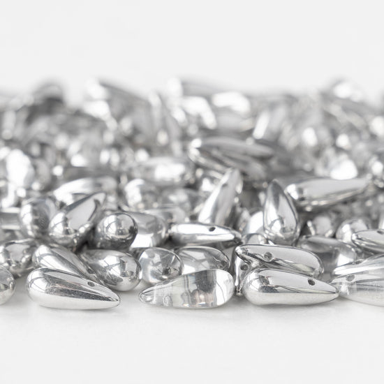 5x12mm Glass Teardrop Beads - Crystal Labrador - 30 beads