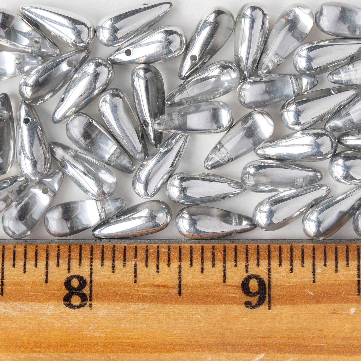 5x12mm Glass Teardrop Beads - Crystal Labrador - 30 beads