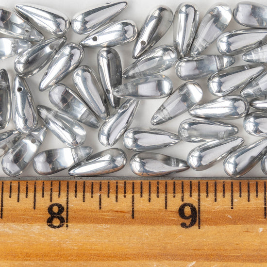 5x12mm Glass Teardrop Beads - Crystal Labrador - 30 beads