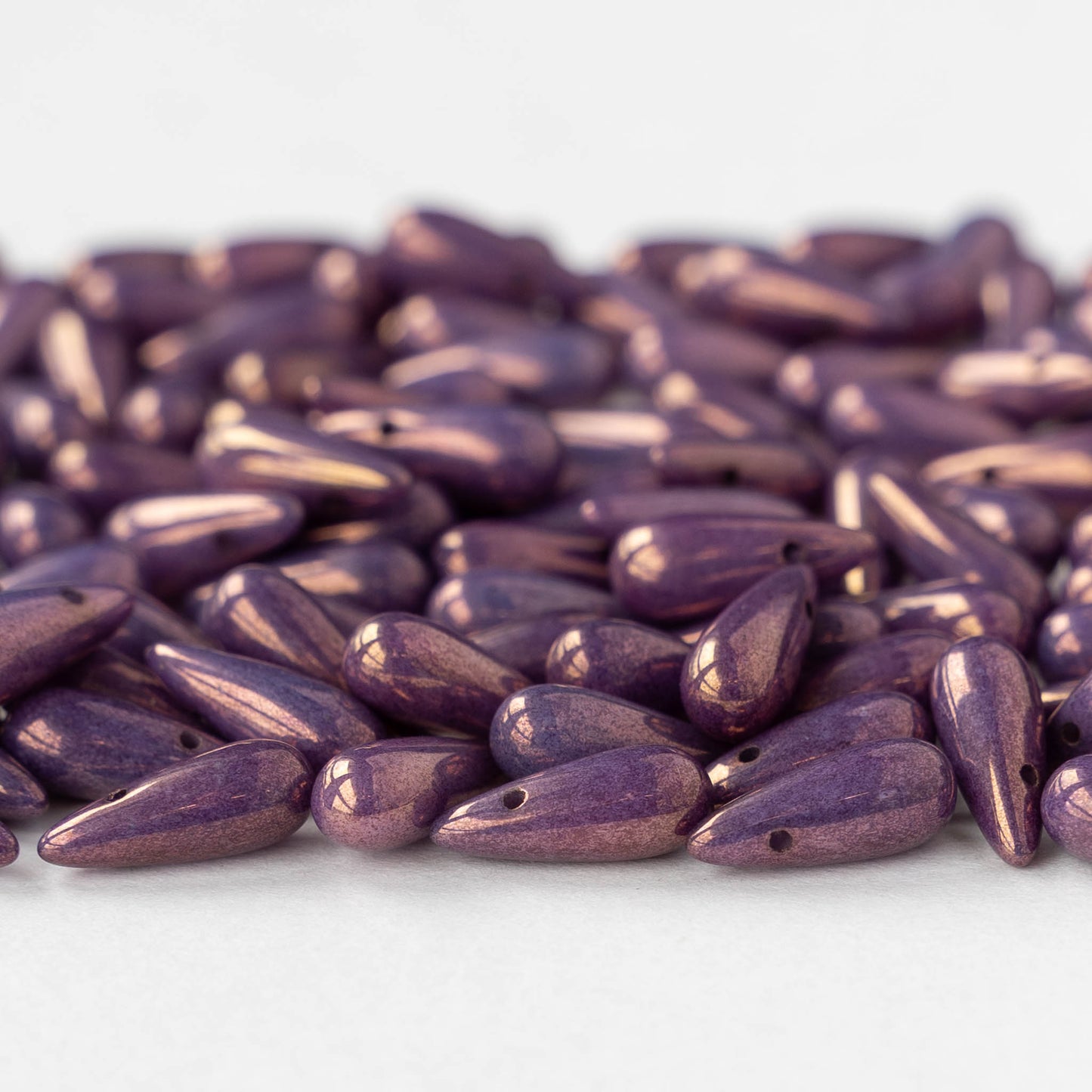 5x12mm Glass Teardrop Beads - Lila Vega Luster - 30 beads