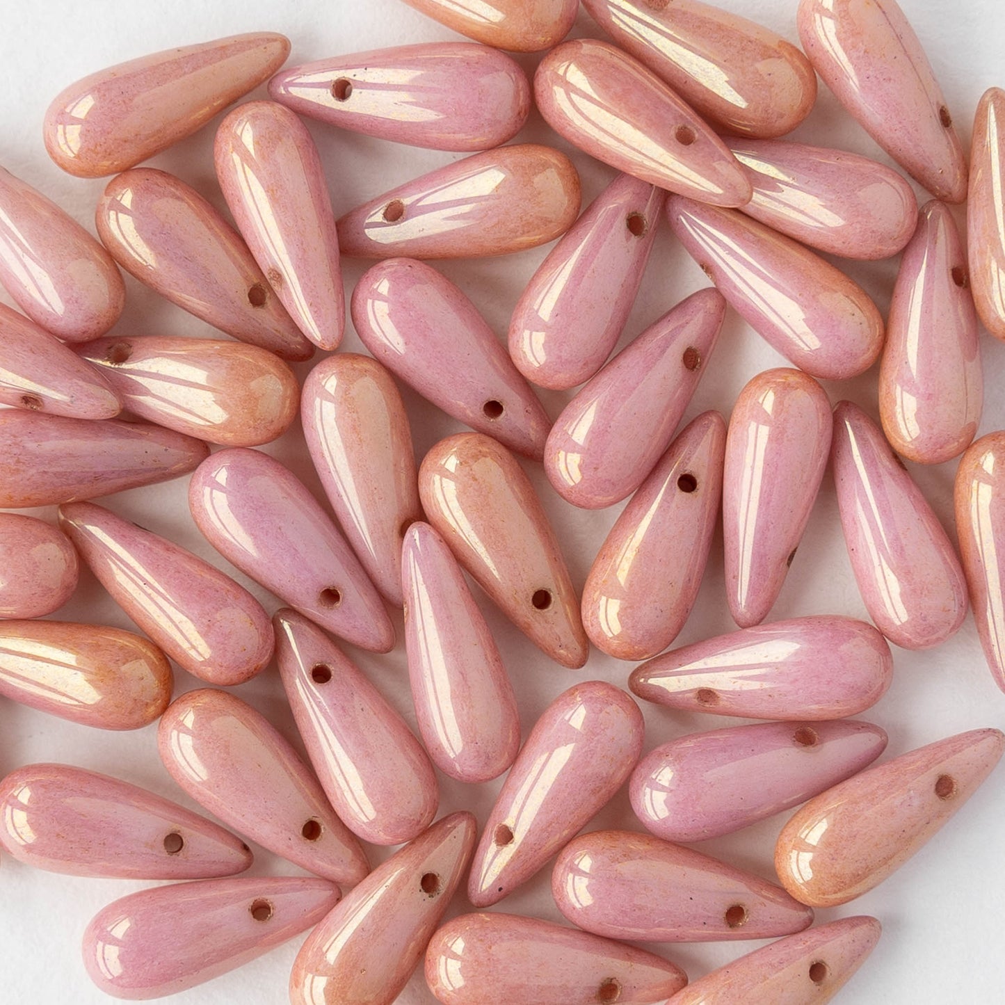 5x12mm Glass Teardrop Beads - Peach Luster - 30 beads