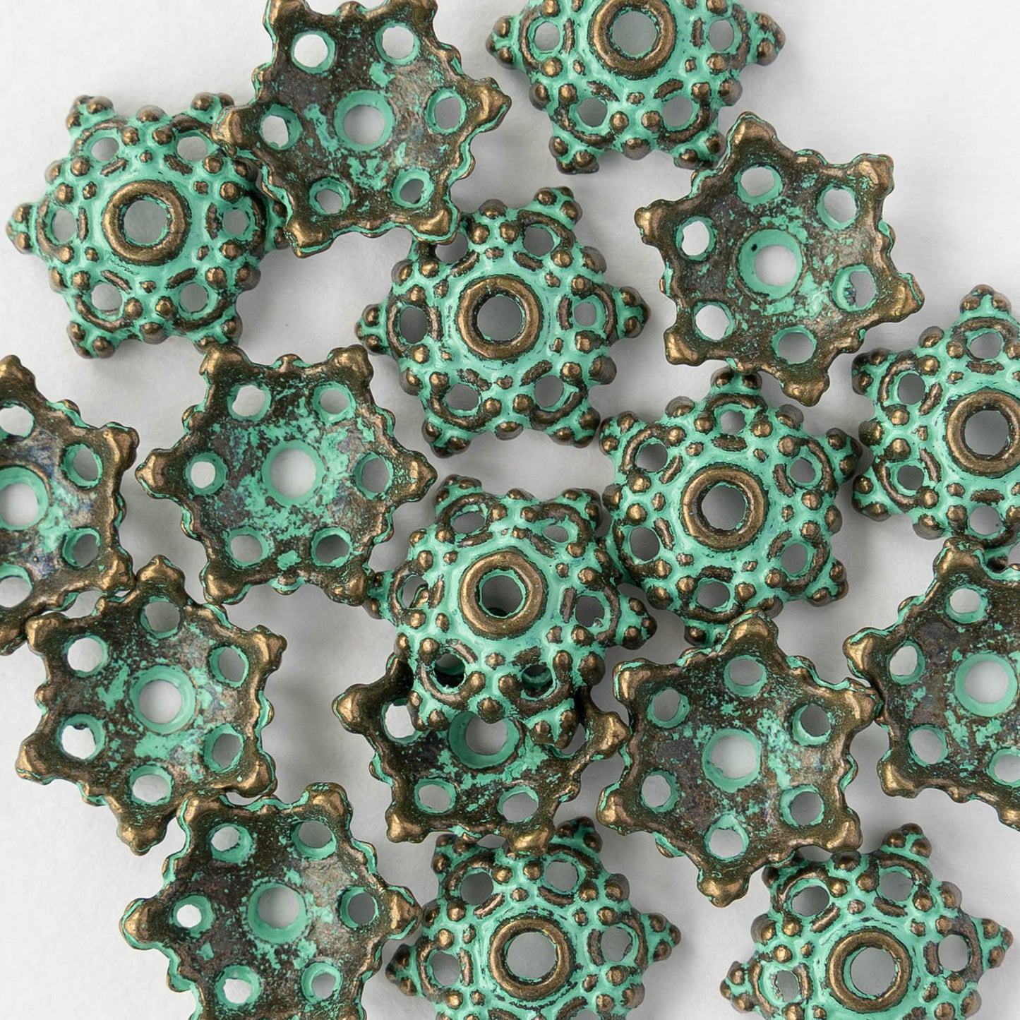 5x14mm Bali Style Bead Caps - Brass Patina - 2, 6, or 12 beads