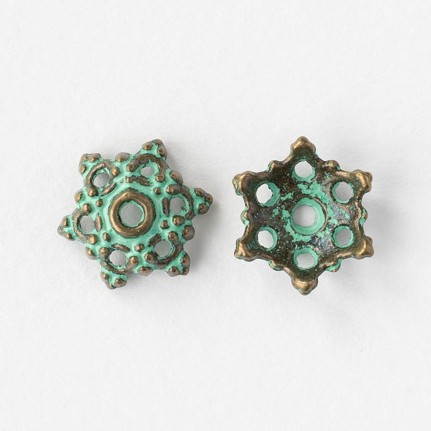 5x14mm Bali Style Bead Caps - Brass Patina - 2, 6, or 12 beads