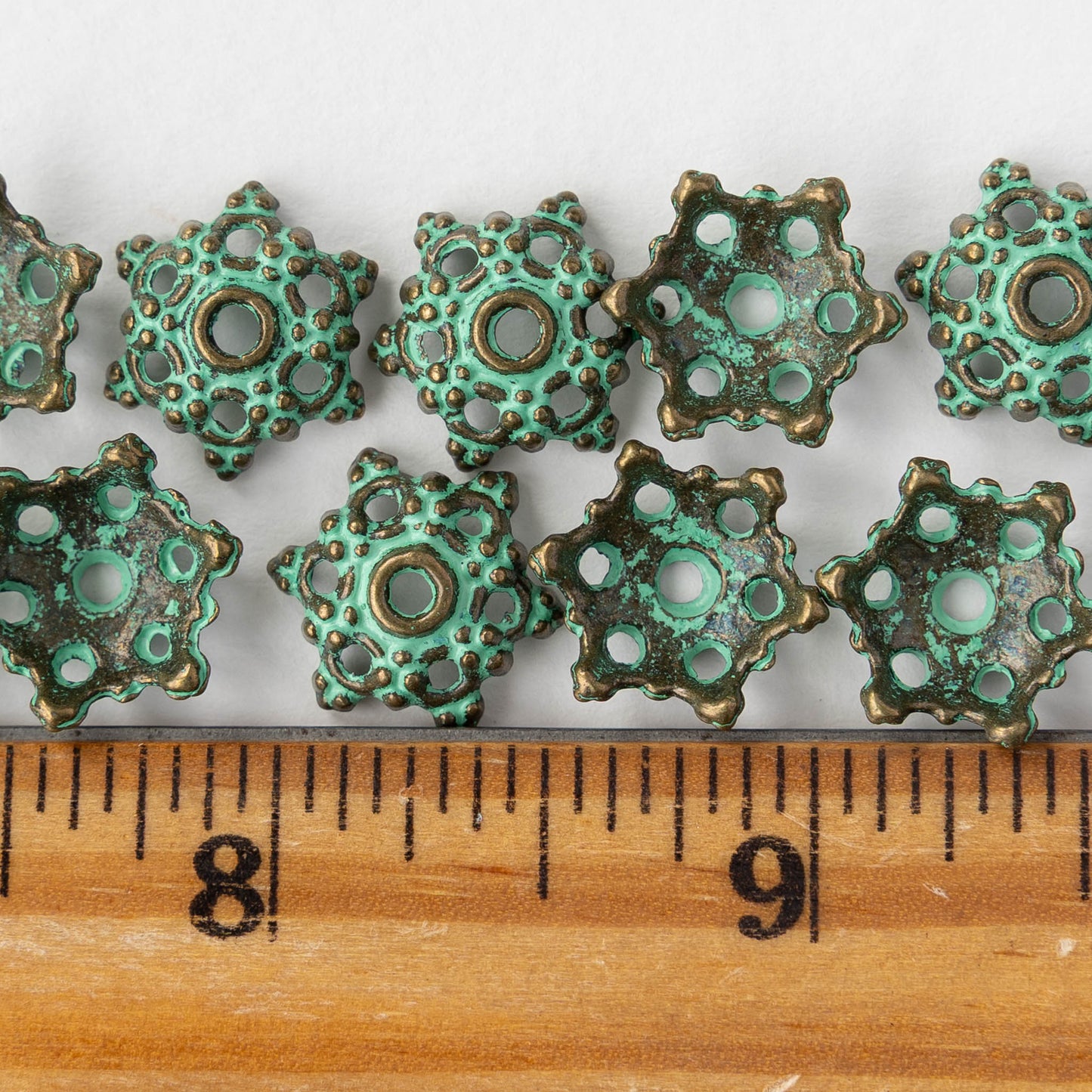 5x14mm Bali Style Bead Caps - Brass Patina - 2, 6, or 12 beads