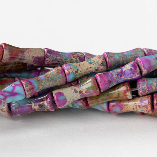 5x14mm Impression Jasper Tube Beads - Purple and Blue - 16 inch strand ~29 beads