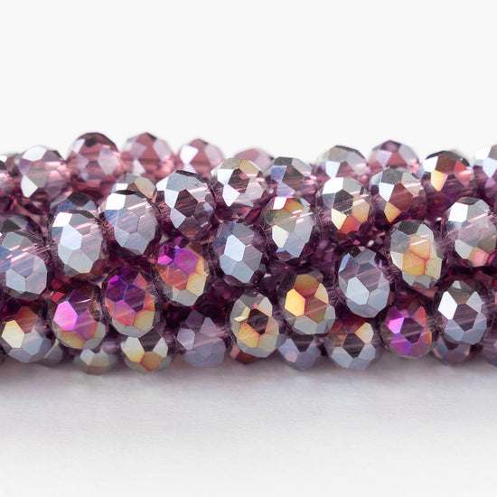 5x6mm Faceted Rondelle Beads - Purple AB  - 16 inch strand ~85 beads