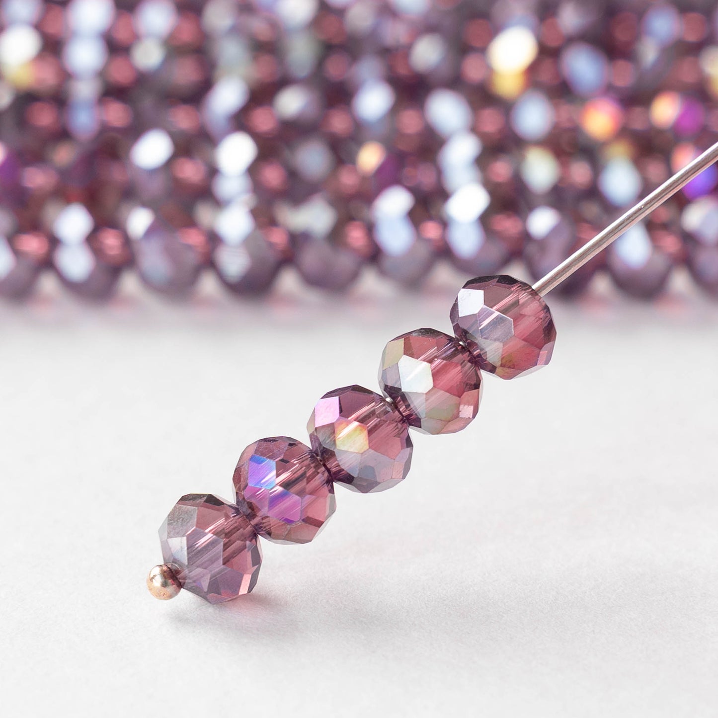 5x6mm Faceted Rondelle Beads - Purple AB  - 16 inch strand ~85 beads