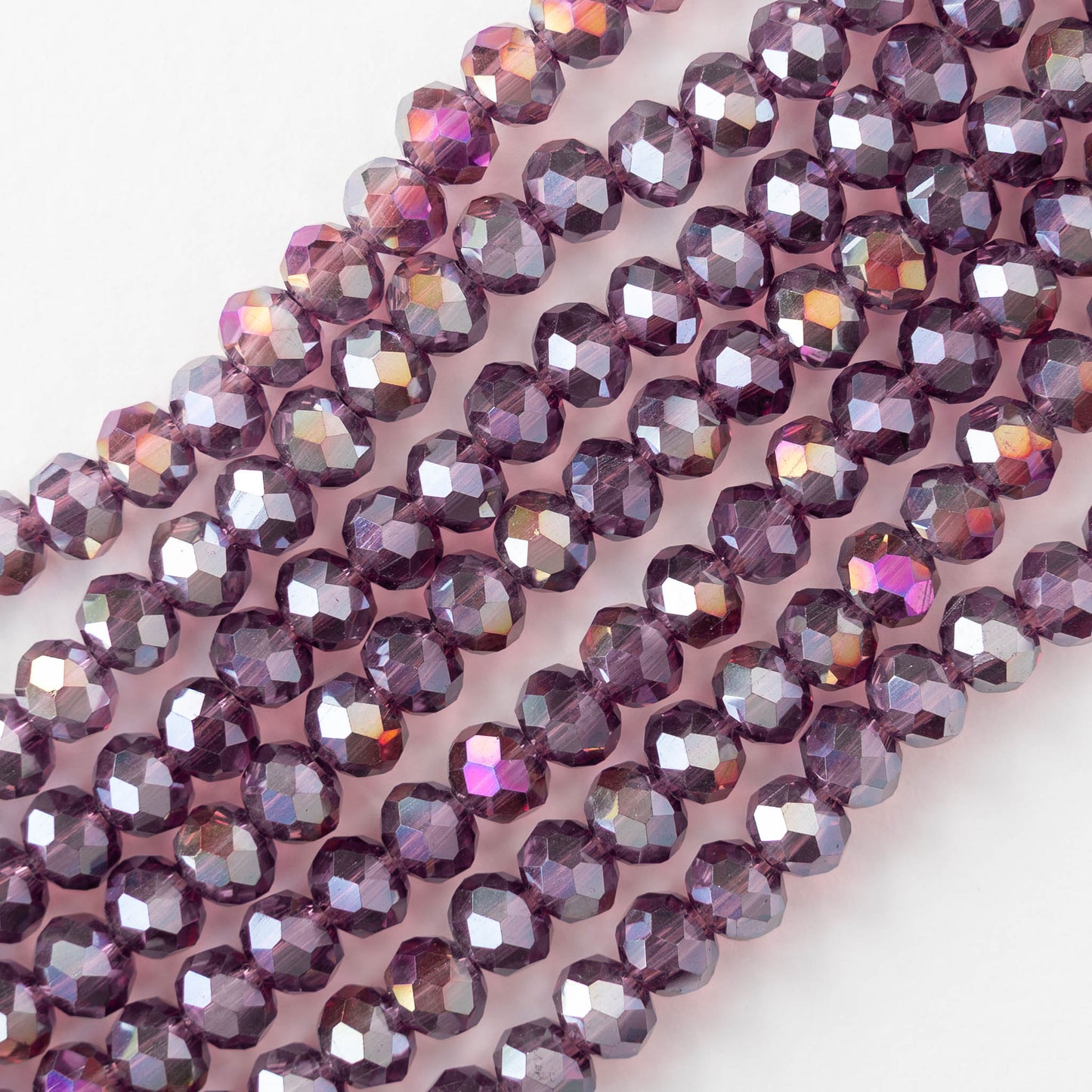 5x6mm Faceted Rondelle Beads - Purple AB  - 16 inch strand ~85 beads