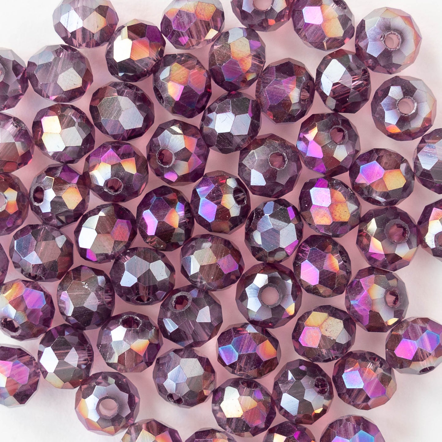 5x6mm Faceted Rondelle Beads - Purple AB  - 16 inch strand ~85 beads