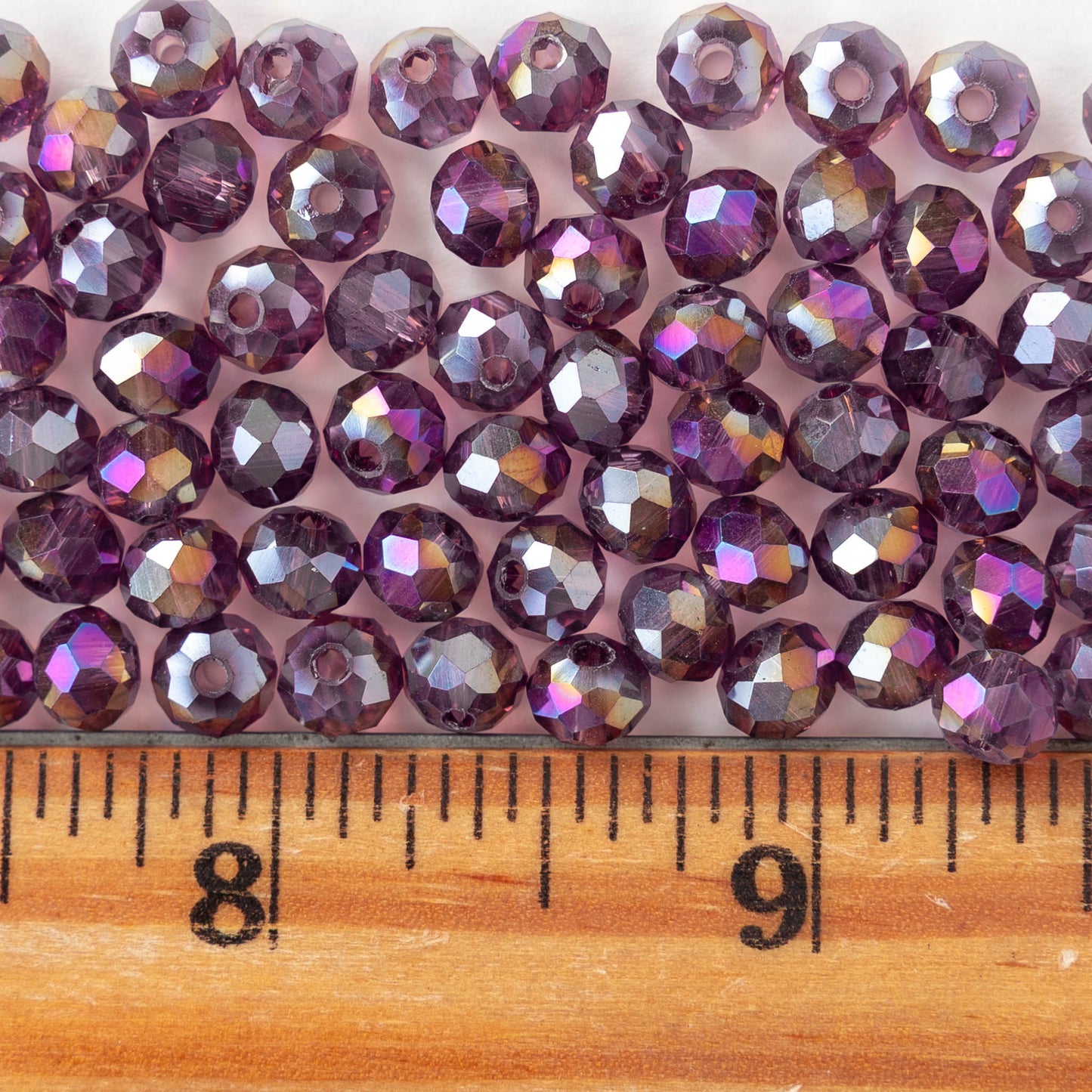 5x6mm Faceted Rondelle Beads - Purple AB  - 16 inch strand ~85 beads