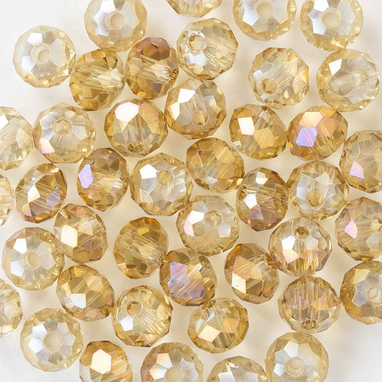 5x6mm Faceted Rondelle Beads - Champagne Luster Rainbow  - 16 inch strand ~85 beads