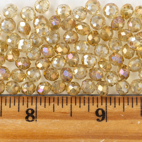 5x6mm Faceted Rondelle Beads - Champagne Luster Rainbow  - 16 inch strand ~85 beads