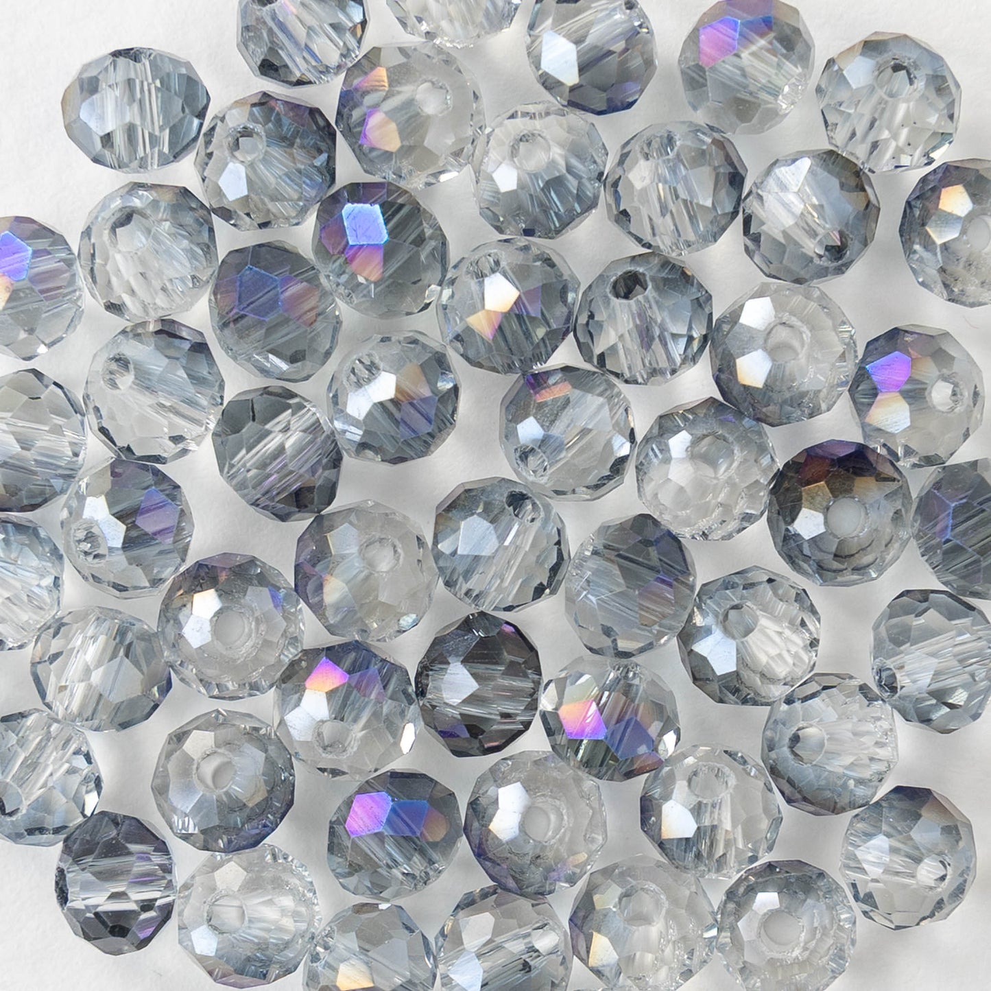 5x6mm Faceted Rondelle Beads - Half Plated Gray with a Blue Finish - 16 inches