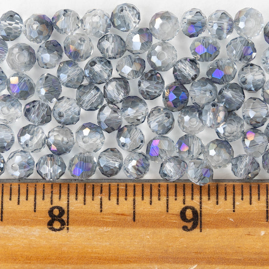 5x6mm Faceted Rondelle Beads - Half Plated Gray with a Blue Finish - 16 inches