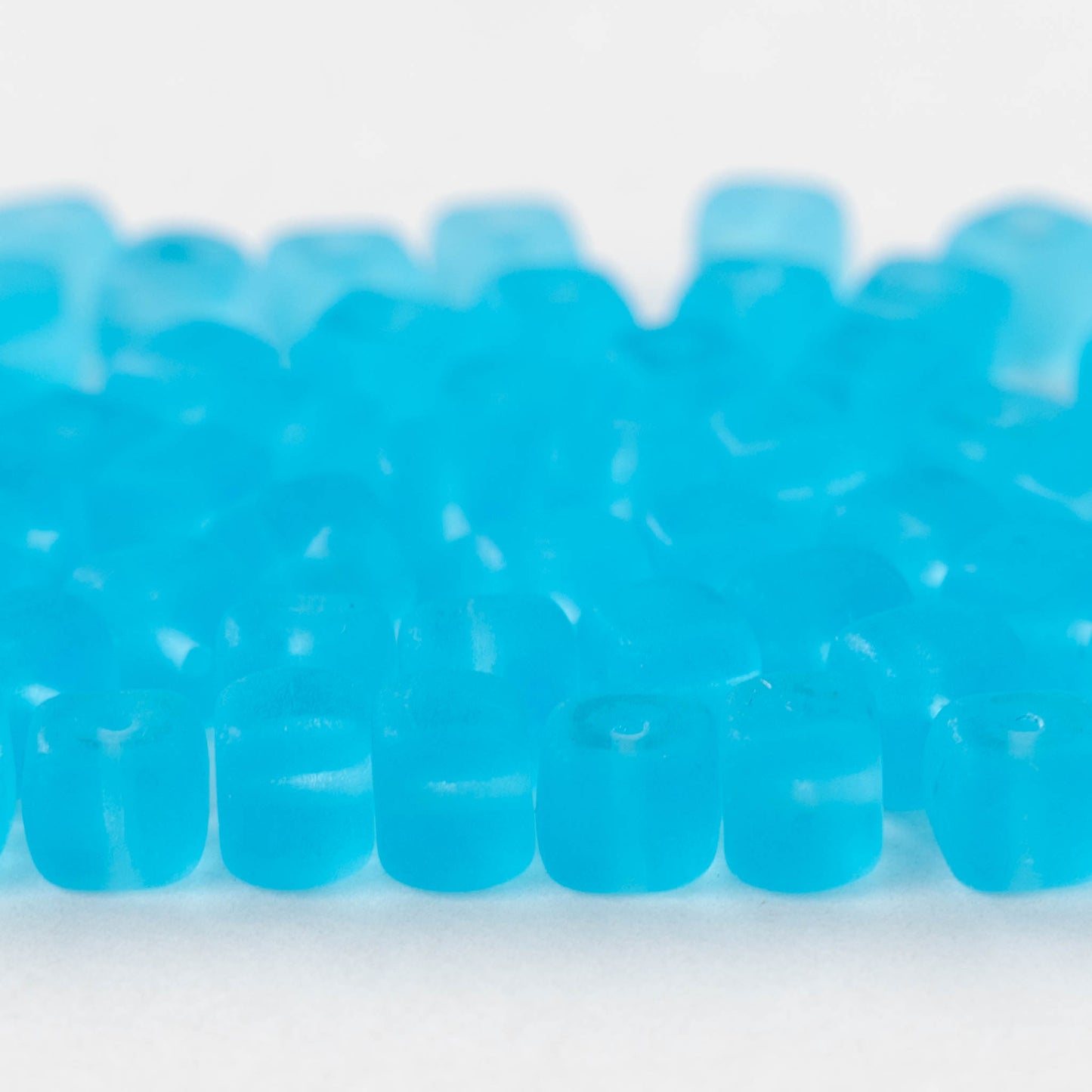 5x7mm Glass Cube Beads - Matte Aqua - 50 beads