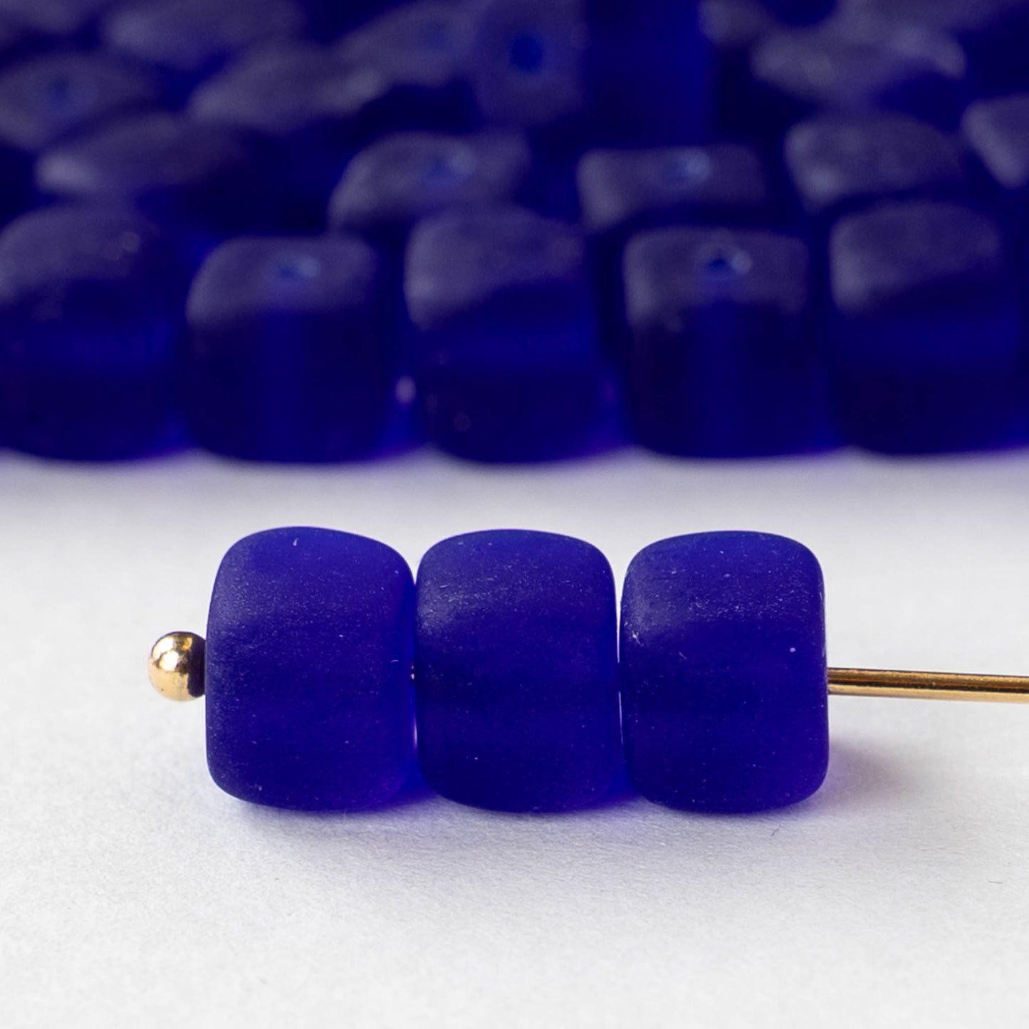 5x7mm Glass Cube Beads - Matte Cobalt - 50 beads