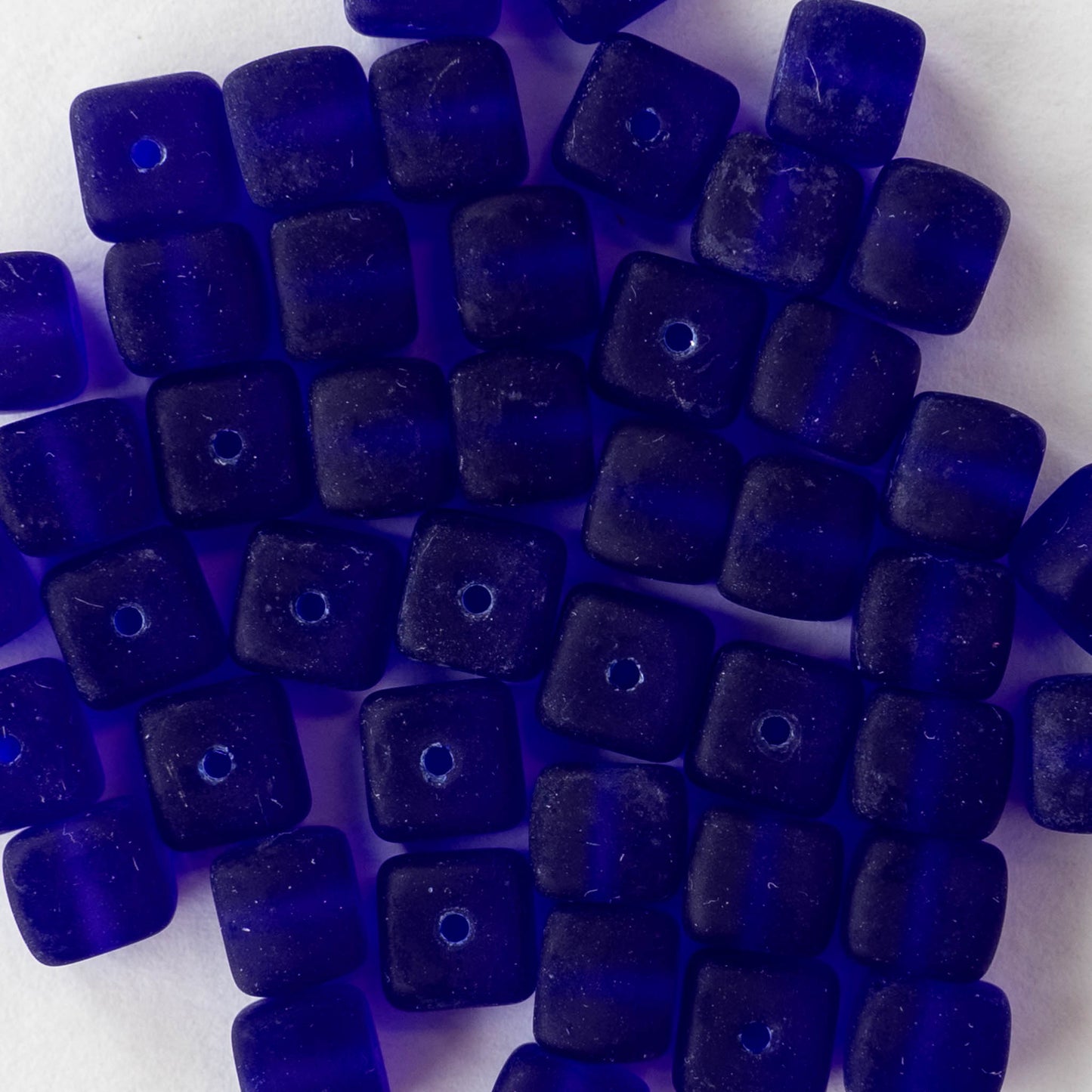 5x7mm Glass Cube Beads - Matte Cobalt - 50 beads