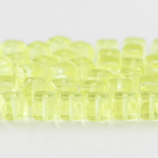 5x7mm Glass Cube Beads - Jonquil Yellow  - 50 beads