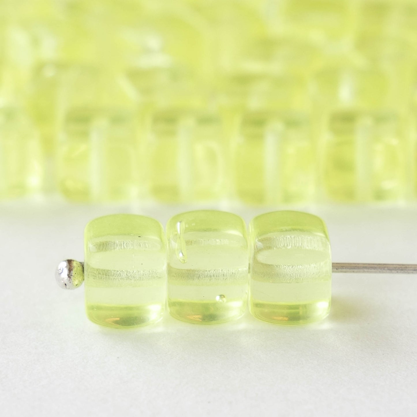 5x7mm Glass Cube Beads - Jonquil Yellow  - 50 beads